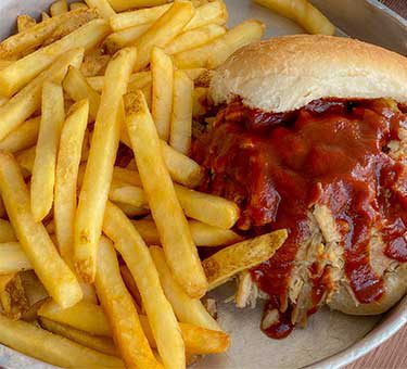 Pulled Pork Sandwich and Fries